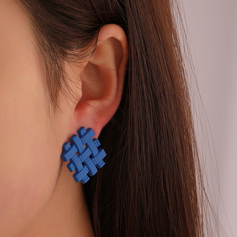 Klein Blue Temperament Blue Square Earrings Niche-Jewearrings