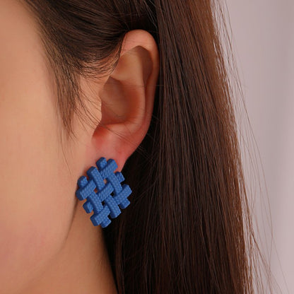 Klein Blue Temperament Blue Square Earrings Niche-Jewearrings