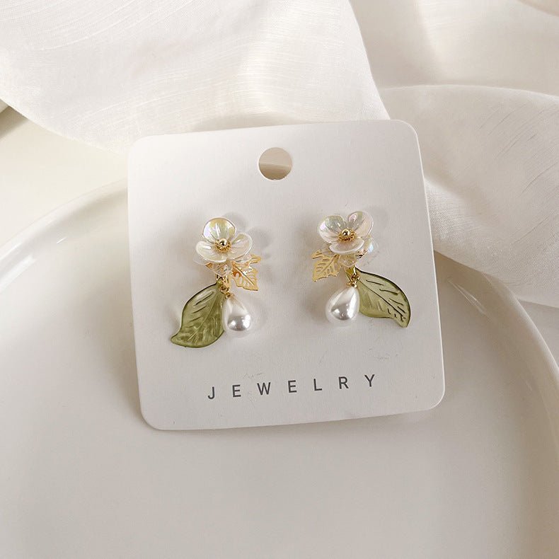 Korean Acrylic Crystal Flower Earrings-Jewearrings