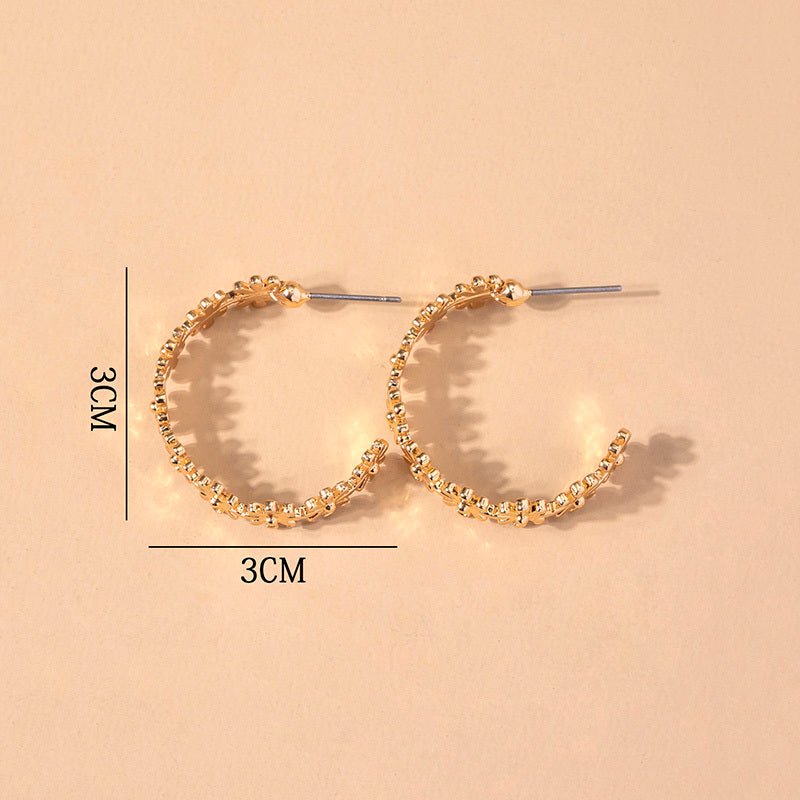 Korean Cute Daisy Statement Stud Earrings Gold Flower Circle Earrings For Women-Jewearrings