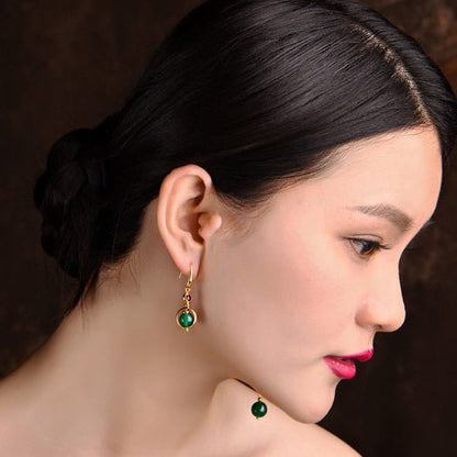 Korean Exquisite Asymmetric Earrings Retro Temperament Exaggerated Long Dragonfly Gold-Plated Earrings Elegant Fashion Literary Fan-Jewearrings