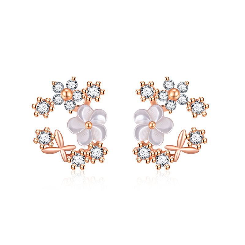 Korean Fashion Shell Flower Earrings-Jewearrings