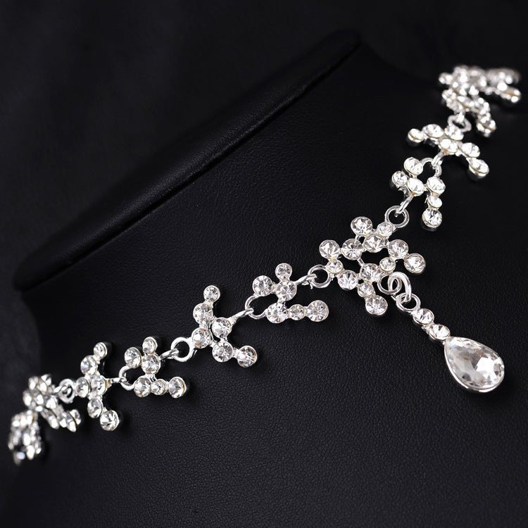 Korean Female Wedding Diamond Necklace Earrings Set Drop Bride Jewelry Wholesale Supply Of Foreign Hot Money-Jewearrings