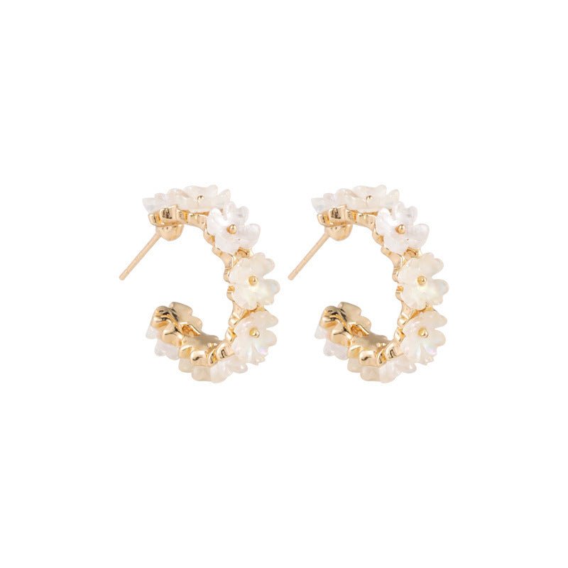 Korean Shell Flower Earrings New Trendy Circle Earrings-Jewearrings