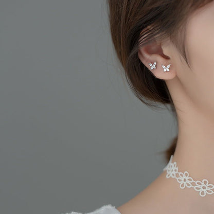 Korean Style Simple Diamond Studded Small Female Earrings-Jewearrings