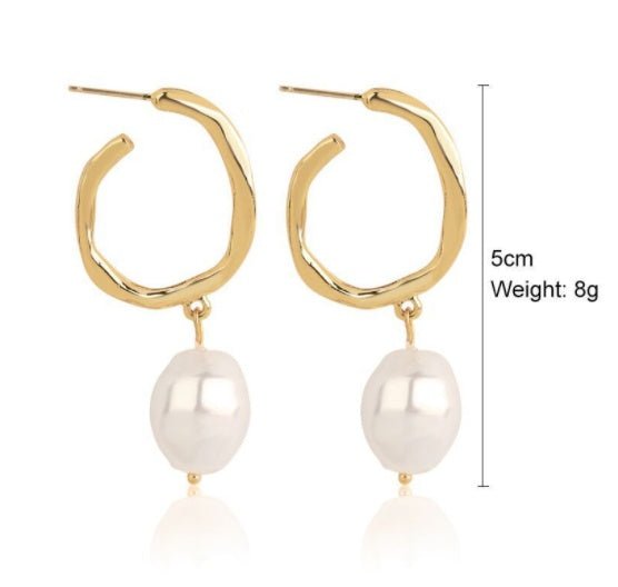 Korean Style Simple Freshwater Pearl Baroque Pearl Women's Earrings-Jewearrings