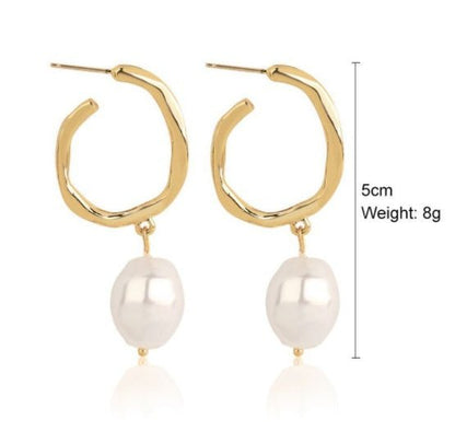 Korean Style Simple Freshwater Pearl Baroque Pearl Women's Earrings-Jewearrings