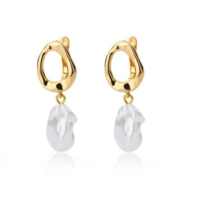 Korean Style Simple Freshwater Pearl Baroque Pearl Women's Earrings-Jewearrings