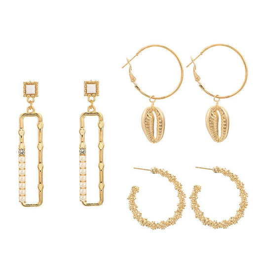 Korean Temperament Wind Alloy Shell Pearl Earrings-Jewearrings