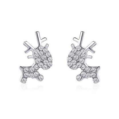 Korean version of diamond-studded zircon antler earrings-Jewearrings