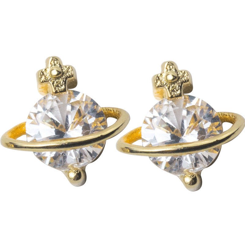 Korean Version Of Female Diamond-encrusted Golden Star Earrings-Jewearrings