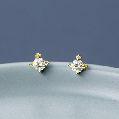 Korean Version Of Female Diamond-encrusted Golden Star Earrings-Jewearrings