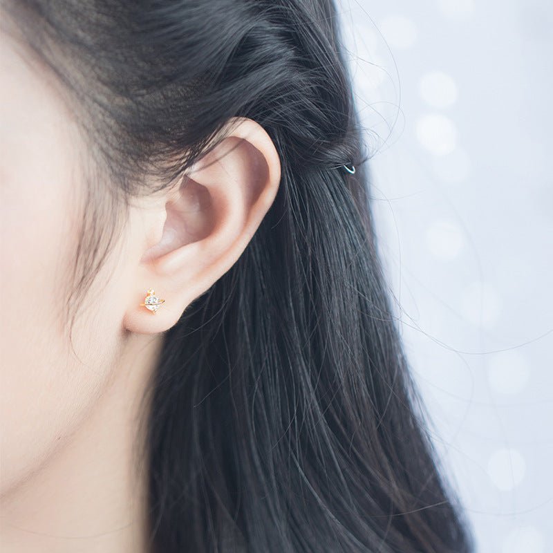 Korean Version Of Female Diamond-encrusted Golden Star Earrings-Jewearrings