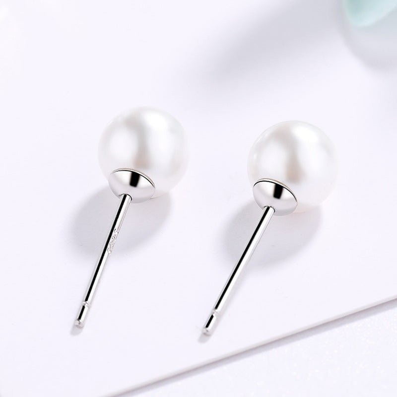 Korean Version Of Female Temperament Sweet Shell Round Pearl Earrings-Jewearrings