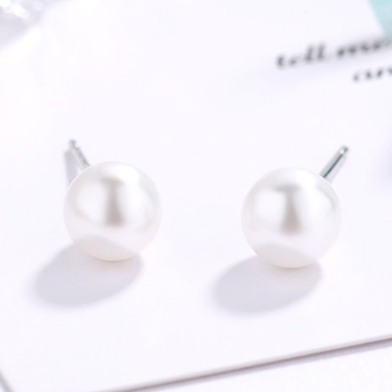 Korean Version Of Female Temperament Sweet Shell Round Pearl Earrings-Jewearrings