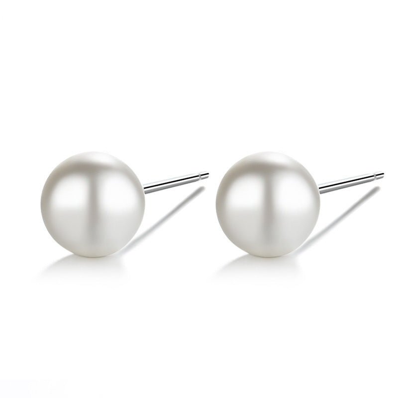 Korean Version Of Female Temperament Sweet Shell Round Pearl Earrings-Jewearrings