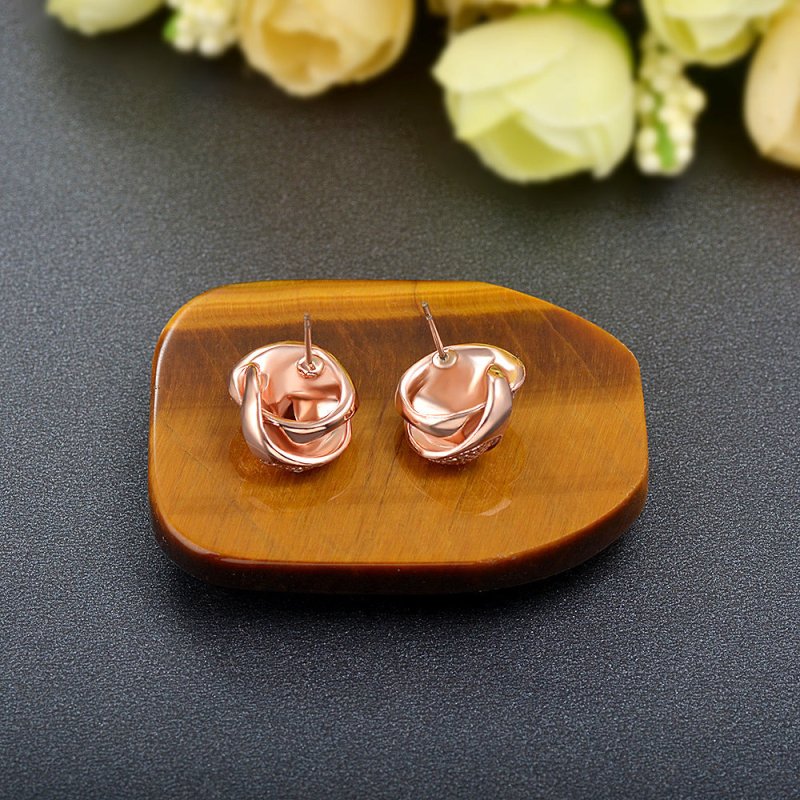 Korean Version Of Korean Rose Gold Plated Full Diamond Earrings-Jewearrings