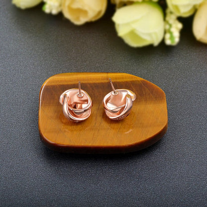 Korean Version Of Korean Rose Gold Plated Full Diamond Earrings-Jewearrings