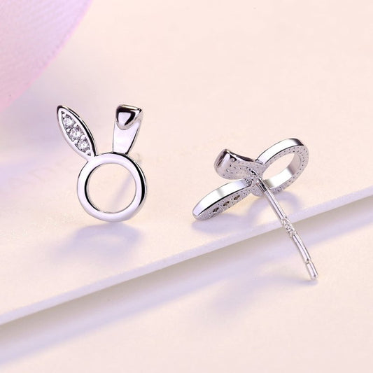 Korean Version Of Small Diamond Studded Zircon Silver Earrings-Jewearrings