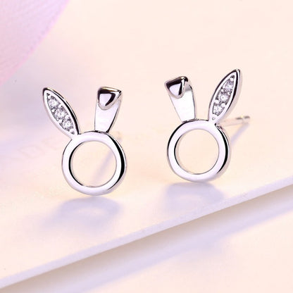 Korean Version Of Small Diamond Studded Zircon Silver Earrings-Jewearrings