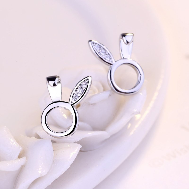 Korean Version Of Small Diamond Studded Zircon Silver Earrings-Jewearrings