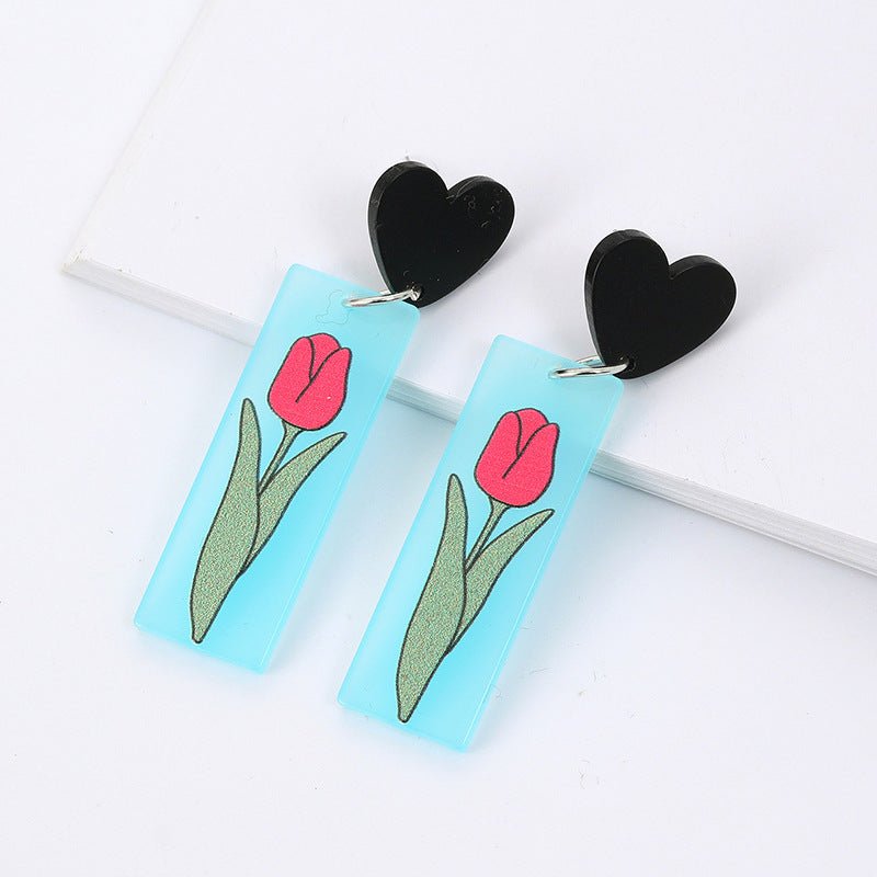 Korean Women's Acrylic Earrings Drop Shape Jewelry-Jewearrings