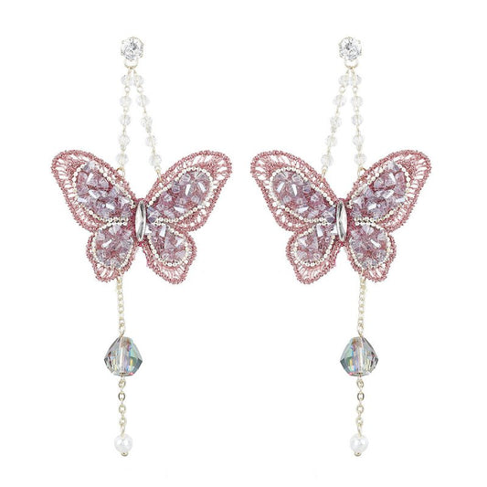 Lace Butterfly Acrylic Diamond Earrings Earrings-Jewearrings