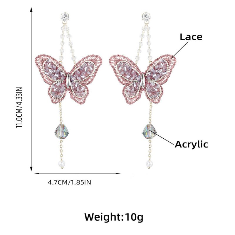 Lace Butterfly Acrylic Diamond Earrings Earrings-Jewearrings