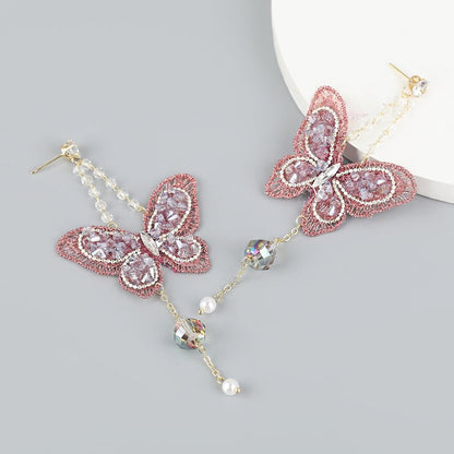 Lace Butterfly Acrylic Diamond Earrings Earrings-Jewearrings