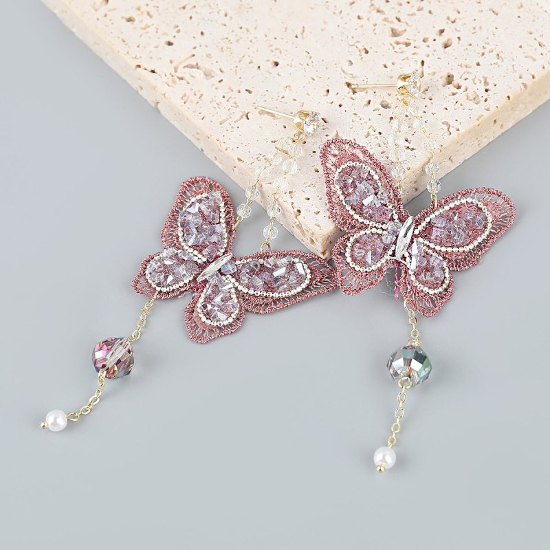 Lace Butterfly Acrylic Diamond Earrings Earrings-Jewearrings