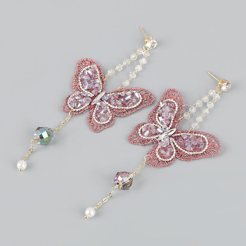 Lace Butterfly Acrylic Diamond Earrings Earrings-Jewearrings