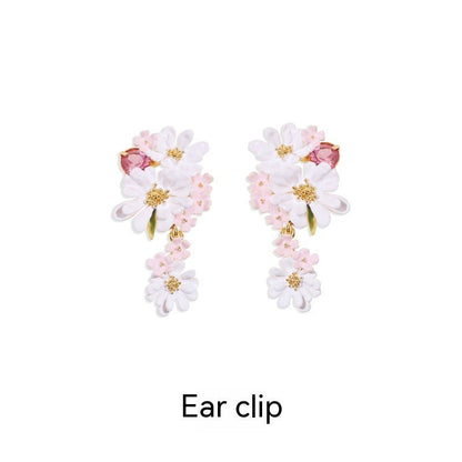 Lace Flower Verbena Zircon Gold Stud Earrings-Jewearrings