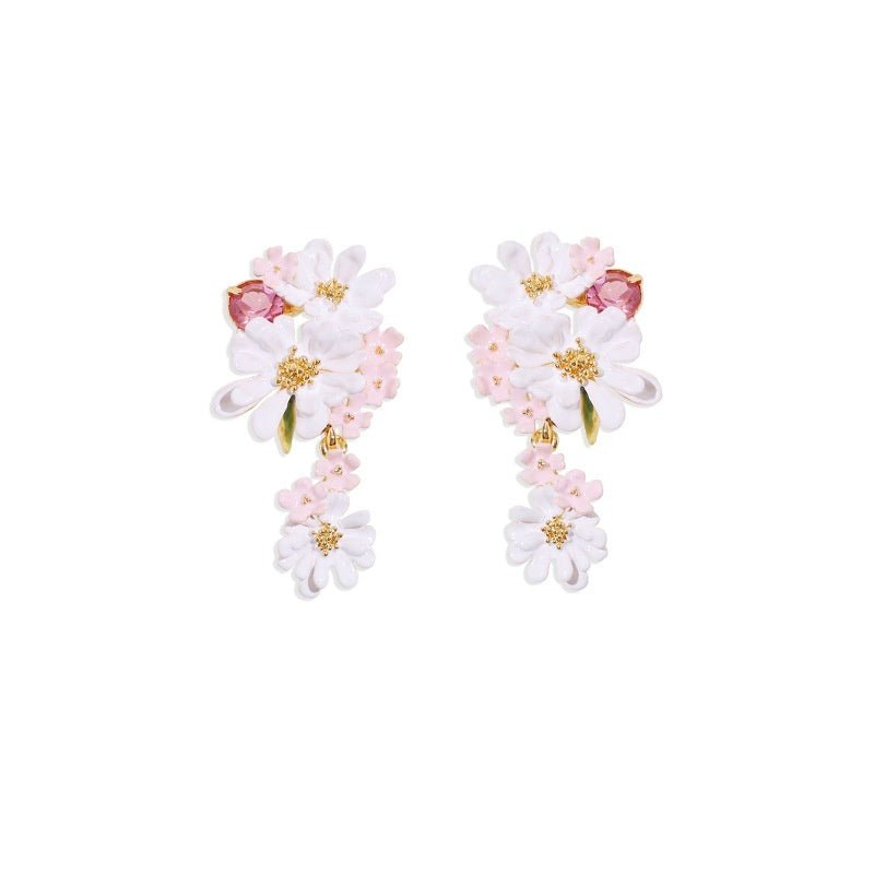 Lace Flower Verbena Zircon Gold Stud Earrings-Jewearrings