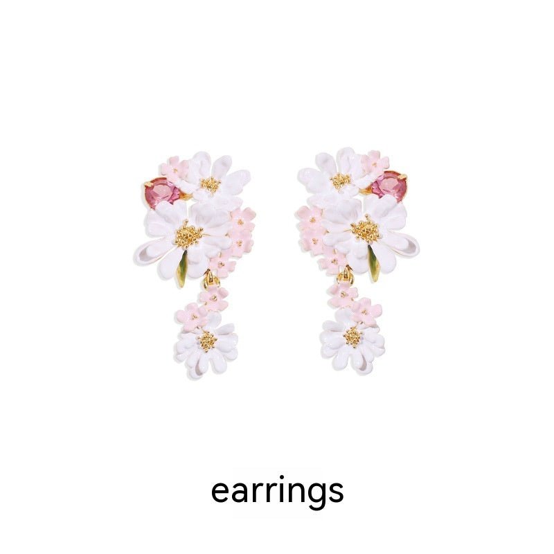 Lace Flower Verbena Zircon Gold Stud Earrings-Jewearrings