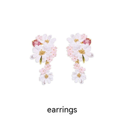 Lace Flower Verbena Zircon Gold Stud Earrings-Jewearrings