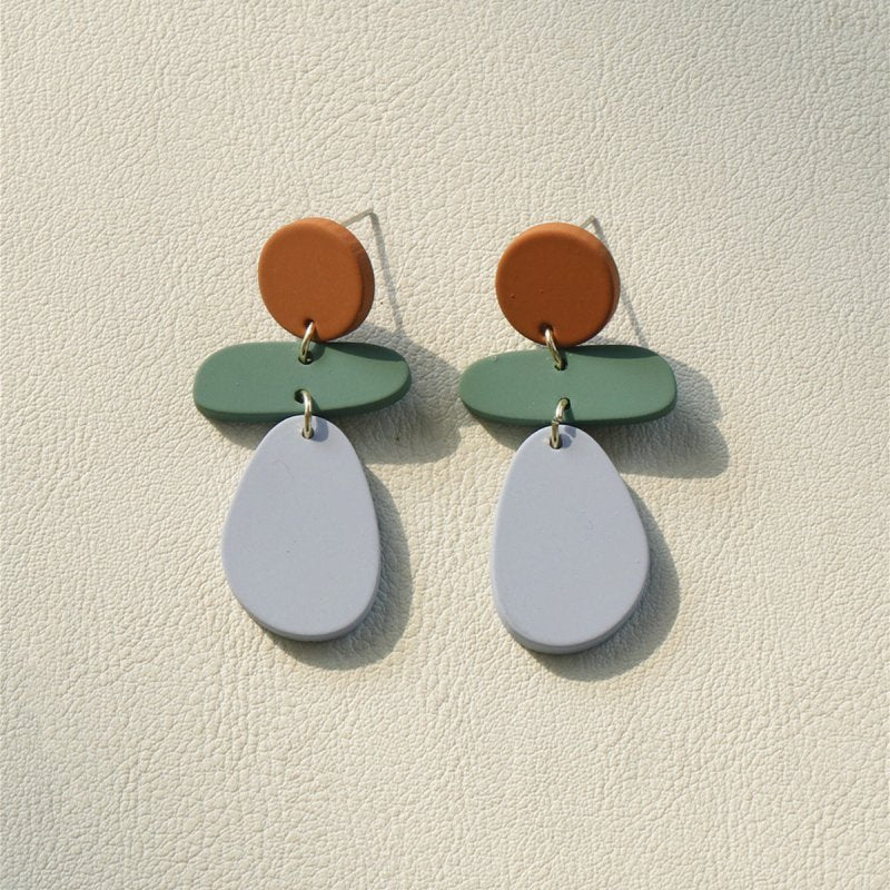 Ladies Fashion Clay Textured Acrylic Earrings-Jewearrings