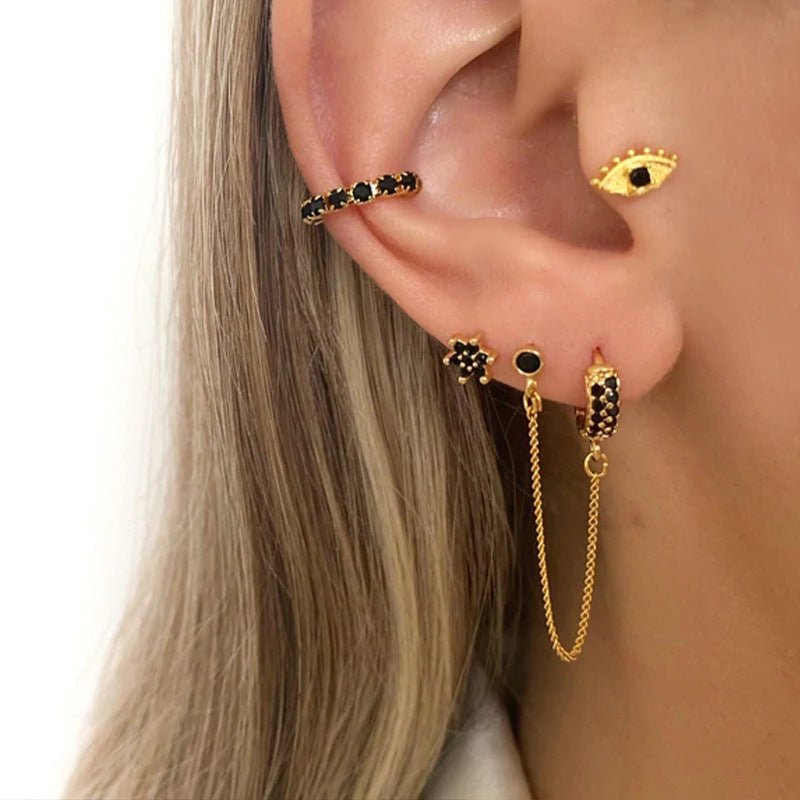 Ladies Fashion Tassel Flower Eye Stud Earrings-Jewearrings