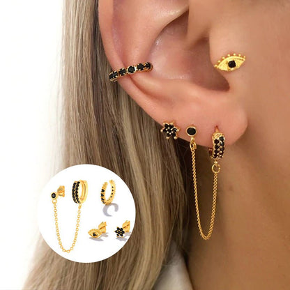 Ladies Fashion Tassel Flower Eye Stud Earrings-Jewearrings