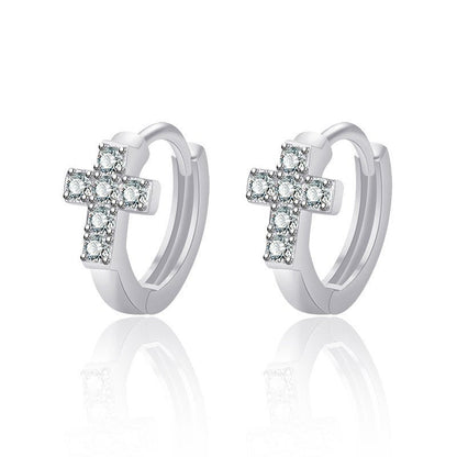 Ladies Personality Diamond Cross Earrings New-Jewearrings