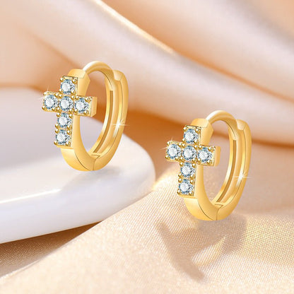 Ladies Personality Diamond Cross Earrings New-Jewearrings