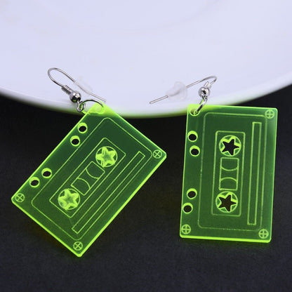 Ladies Vintage Nostalgic Tape Acrylic Earrings-Jewearrings