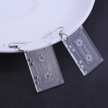 Ladies Vintage Nostalgic Tape Acrylic Earrings-Jewearrings