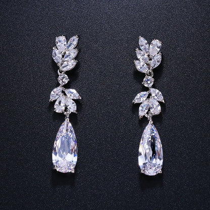 Ladies Water Drop Diamond Fashion Zircon Earrings-Jewearrings