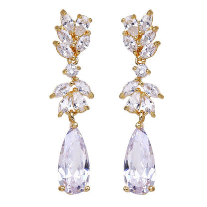 Ladies Water Drop Diamond Fashion Zircon Earrings-Jewearrings