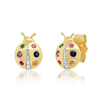 Ladybug Earrings Colorful Studs-Jewearrings