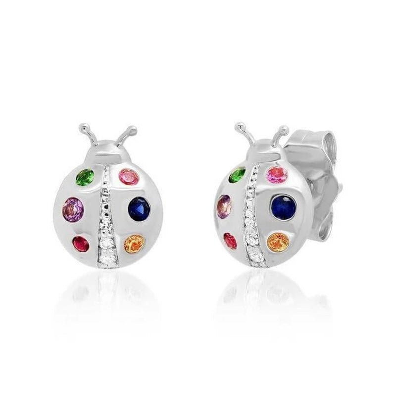 Ladybug Earrings Colorful Studs-Jewearrings