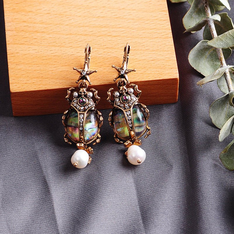 Ladybug Earrings Natural Pearl Retro-Jewearrings