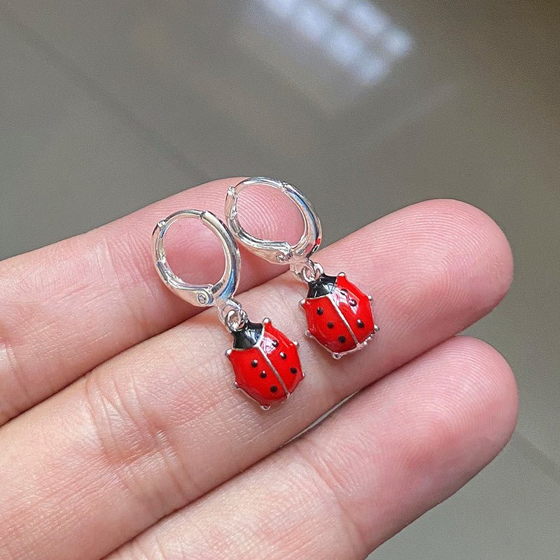 Ladybug Earrings Red Enamel-Jewearrings