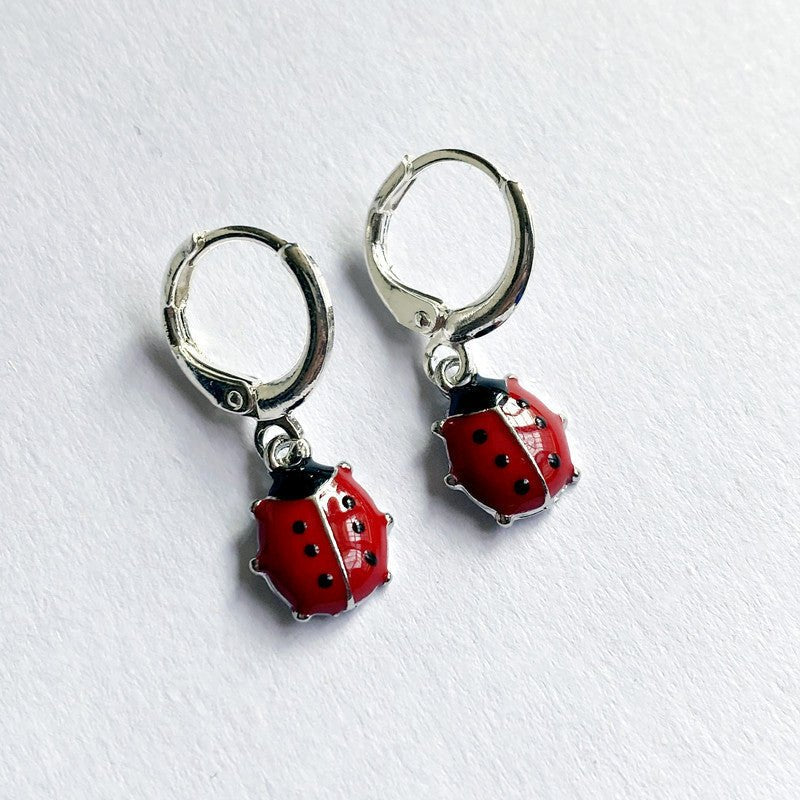 Ladybug Earrings Red Enamel-Jewearrings