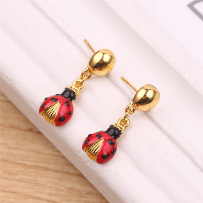 Ladybug Earrings Red Personality-Jewearrings